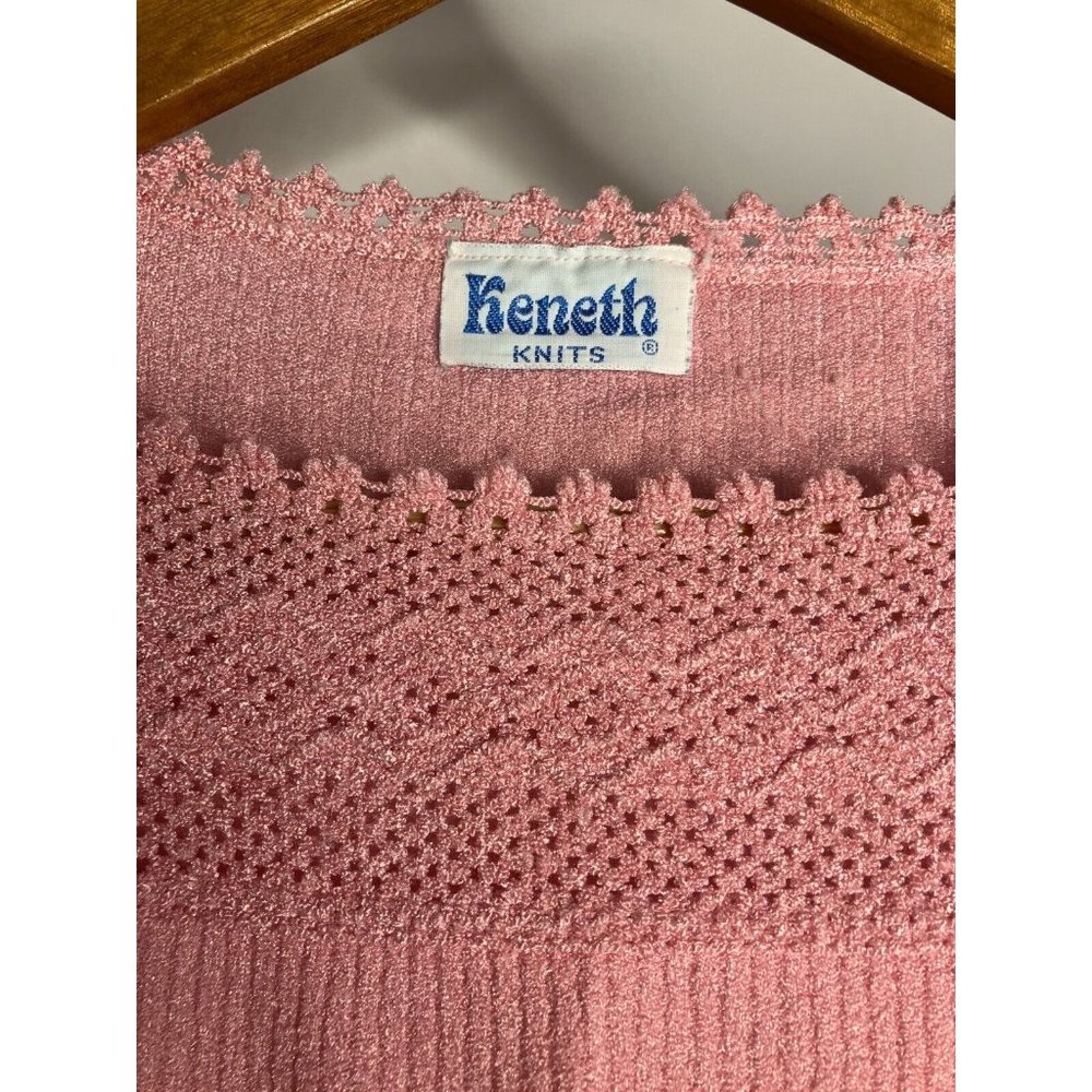 Vintage 70's Women's Medium Small Keneth Knits Pink Top Shirt - Picture 5 of 9